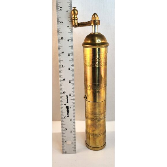 Frugal Gourmet Tall Brass Manual Pepper Mill Grinder 11" Made In Greece - Picture 4 of 8